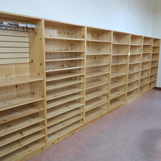 wooden shelving units