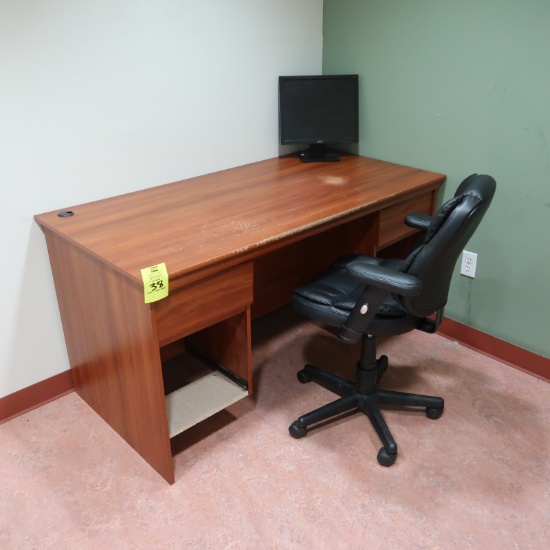 desk, chair, & monitor