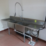 2-compartment sink w/ L & R drainboards & pre-wash spray