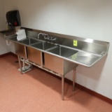 3-compartment sink w/ L & R drainboards