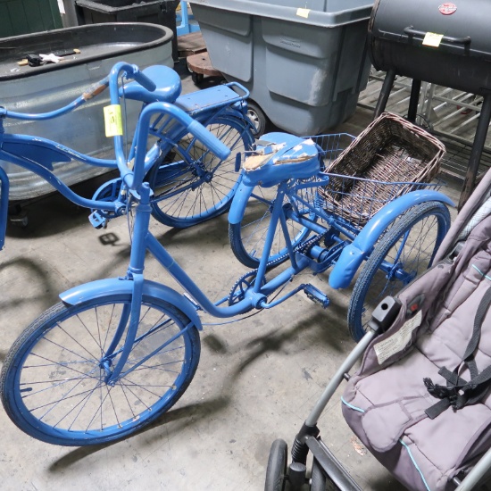 3-wheeled blue bicycle