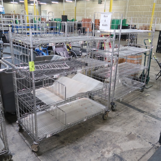 wire shelving units, on casters