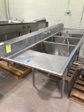 3-compartment sink w/ L & R drainboards & pre-wash spray