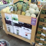 wooden produce merchandising fixture