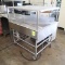 stainless iced seafood merchandiser, w/ roof, on casters