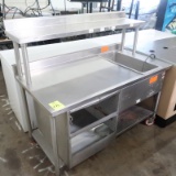 Baxter stainless table w/ warming well & overshelf