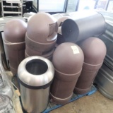pallet of torpedo trash cans