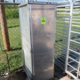 aluminum transport cabinet, w/ bakery equipment parts inside