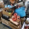 pallet of misc: work lights & cords, peg board hangers, etc