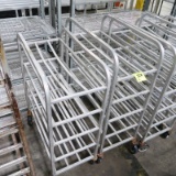 aluminum tray racks, on casters