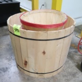 wooden barrel w/ baskets