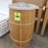 wooden barrel w/ sample tray