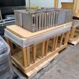 pallet of wooden tables & shelves