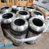 pallet of stainless waste receptacles