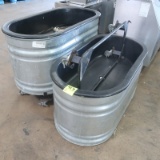 galvanized watering troughs, w/ inserts, on casters