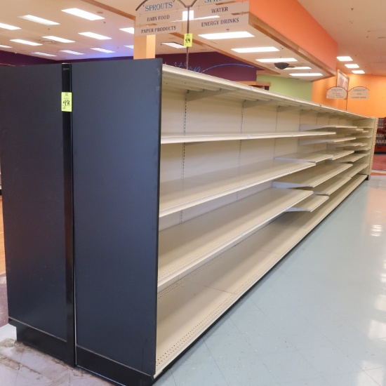 Lozier gondola shelving, 36' run + 4' endcap