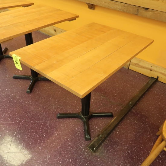 wooden topped cafe table