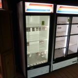 True glass door refrigerated merchandiser, self-contained