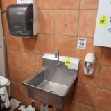 hand sink w/ knee valves, soap & towell dispenser