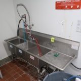 3-compartment sink w/ R drainboard & pre-wash spray