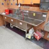 3-compartment sink w/ L & R drainboard