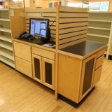 wooden work stations w/ drawers & cabinets