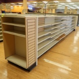 Lozier gondola shelving, 24' run + 2) 3' endcaps