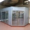 walk-in freezer w/ 5) glass doors & racks w/ raised floor