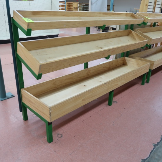 three-tiered dry produce merchandising racks