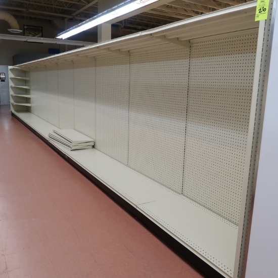 Lozier gondola shelving, 35' run w/ 1) 4' endcap