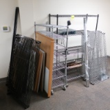 wire shelving units, with cork & dry erase boards