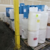 pallets of plastic barrels