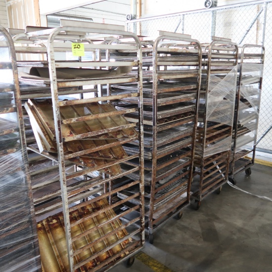 oven racks w/ sheet pans, muffin pans & french loaf pans