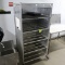 aluminum tray rack, enclosed on 3 sides, on casters