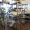 wire shelving unit, on casters, w/ contents