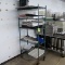 wire shelving unit, on casters, w/ contents