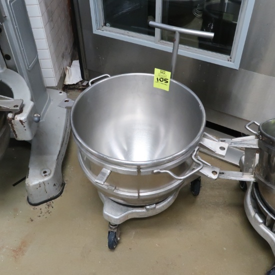 Hobart 80 qt mixing bowl on cart