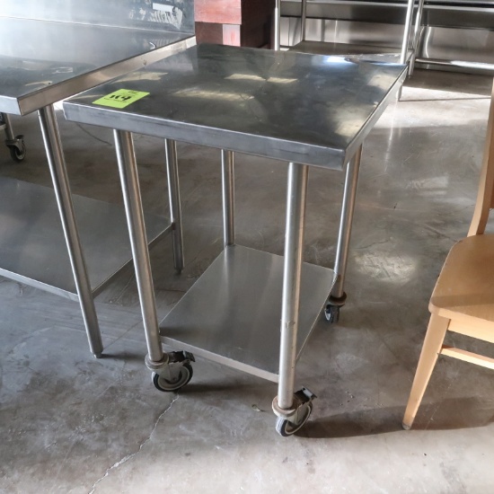 stainless table w/ undershelf, on casters