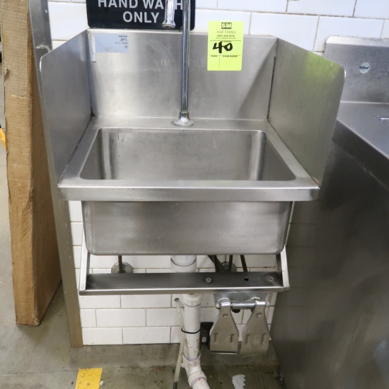 hand sink w/ knee valves, soap & towell dispenser