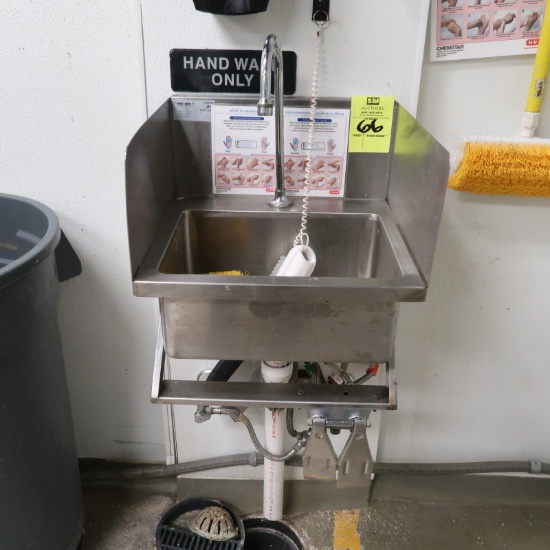 hand sink w/ knee valves, soap & towell dispenser