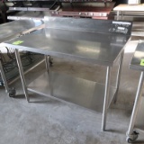 stainless table w/ backsplash & undershelf