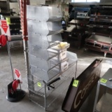 wire shelving unit w/ wire baskets on top