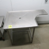 stainless table, custom shape, w/ drain hole