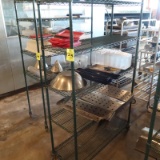 wire shelving unit, on casters, w/ contents