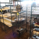 wire shelving unit, on casters, w/ contents