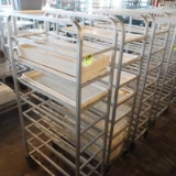 aluminum tray racks, on casters, w/ contents