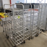 aluminum tray racks, on casters