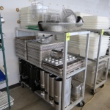 aluminum cooler rack, on casters, w/ contents