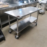 stainless table w/ undershelf, on casters