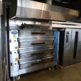 ABS 3-pan 4-deck oven. Conveyor is pictured, but not included.